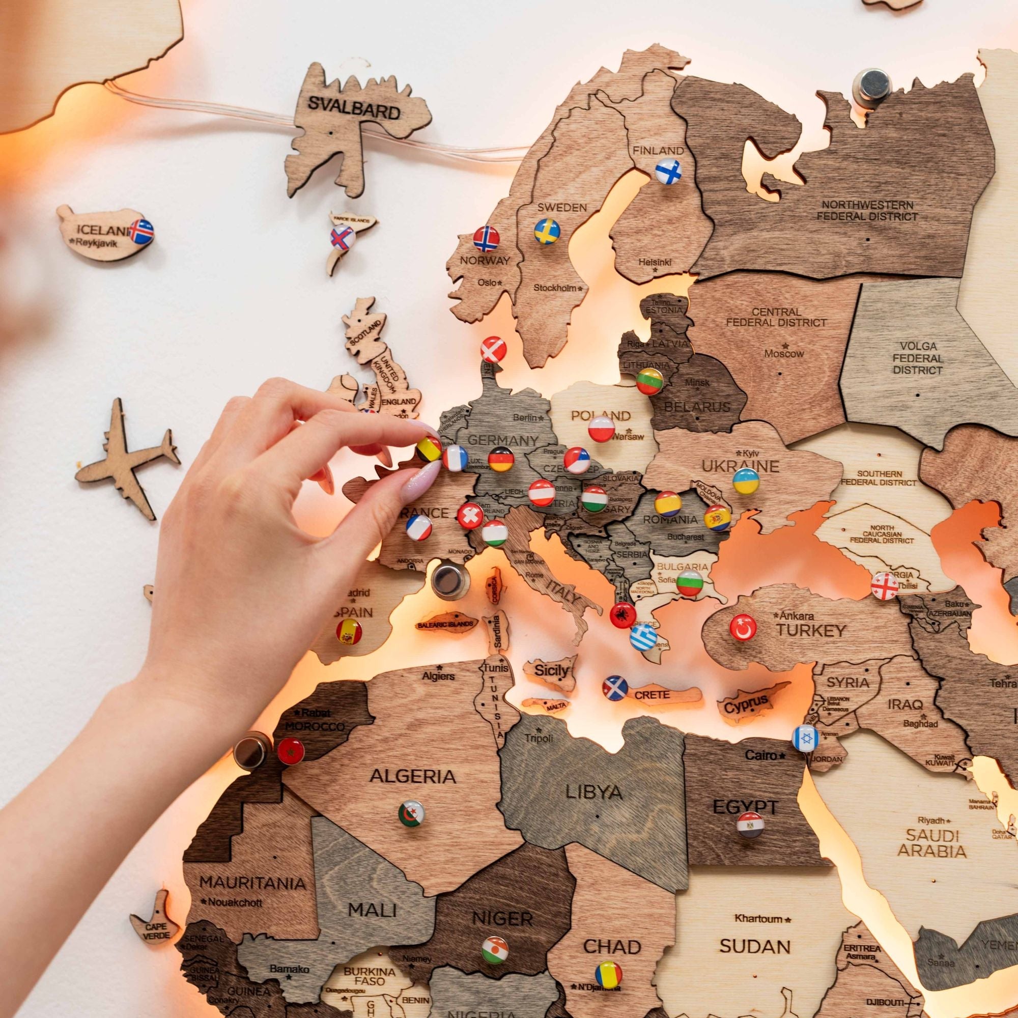 3D LED Wooden World Map 3.0 Smokey - SJB-DIAMOND ELITES