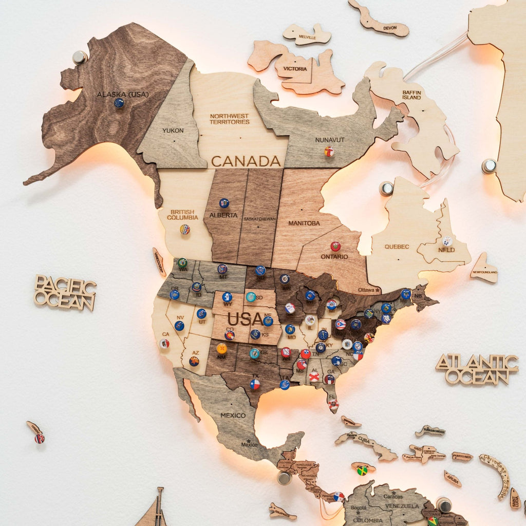 3D LED Wooden World Map 3.0 Smokey - SJB-DIAMOND ELITES