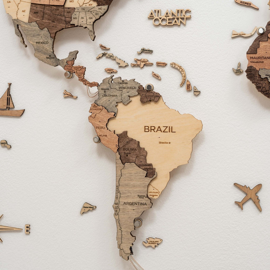 3D LED Wooden World Map 3.0 Smokey - SJB-DIAMOND ELITES
