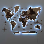 3D LED Wooden World Map 3.0 Smokey - SJB-DIAMOND ELITES