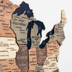 Wooden 3d Map of USA - Smokey - SJB-DIAMOND ELITES