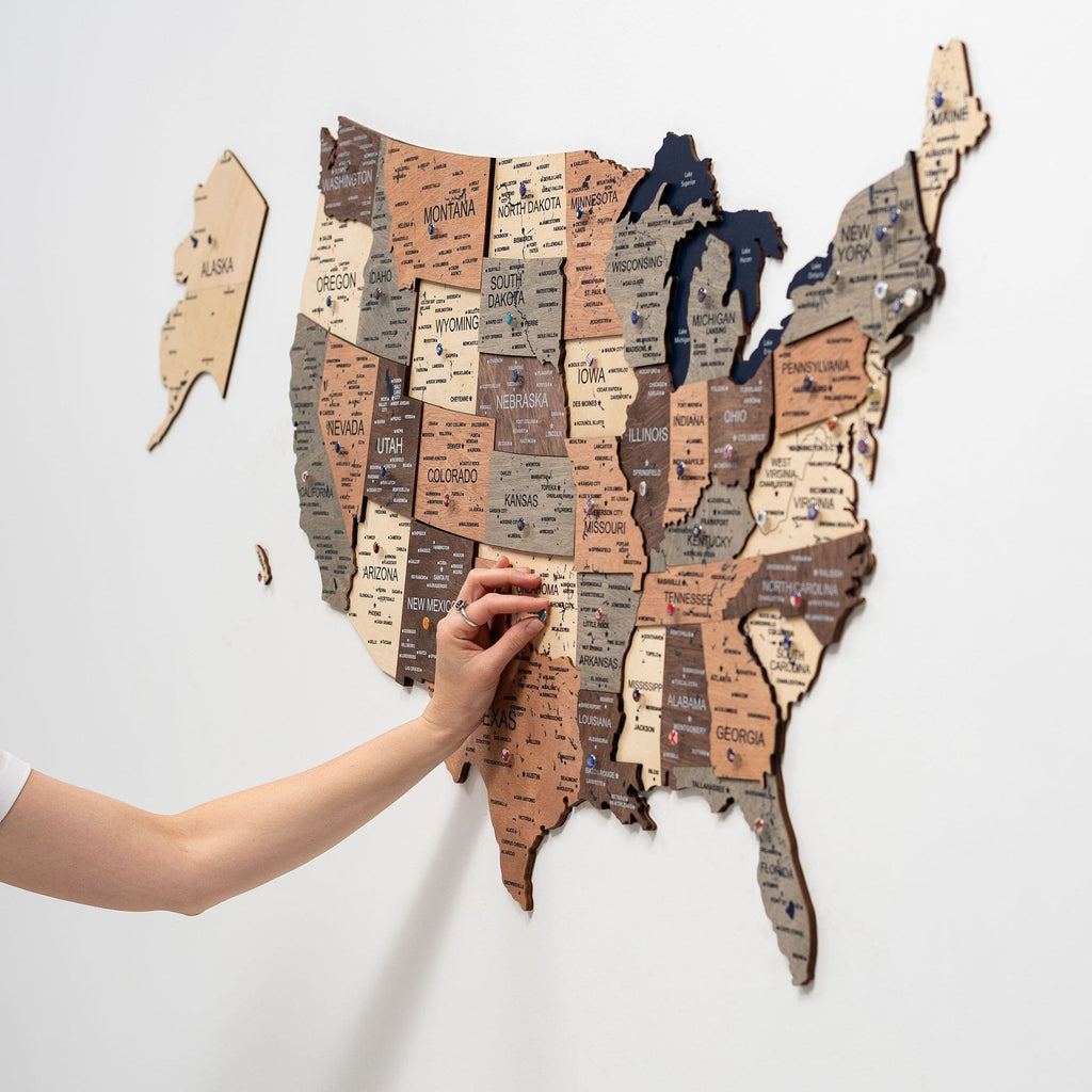 Wooden 3d Map of USA - Smokey - SJB-DIAMOND ELITES