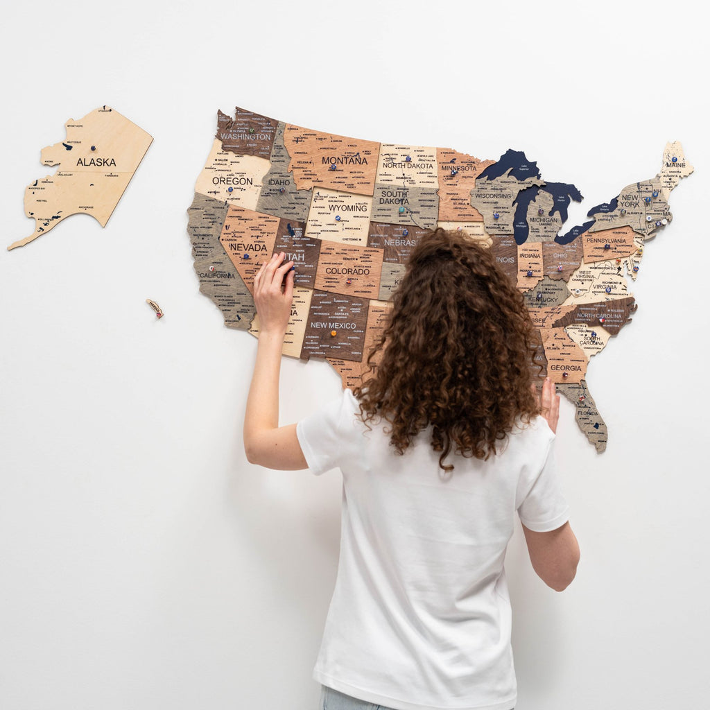 Wooden 3d Map of USA - Smokey - SJB-DIAMOND ELITES