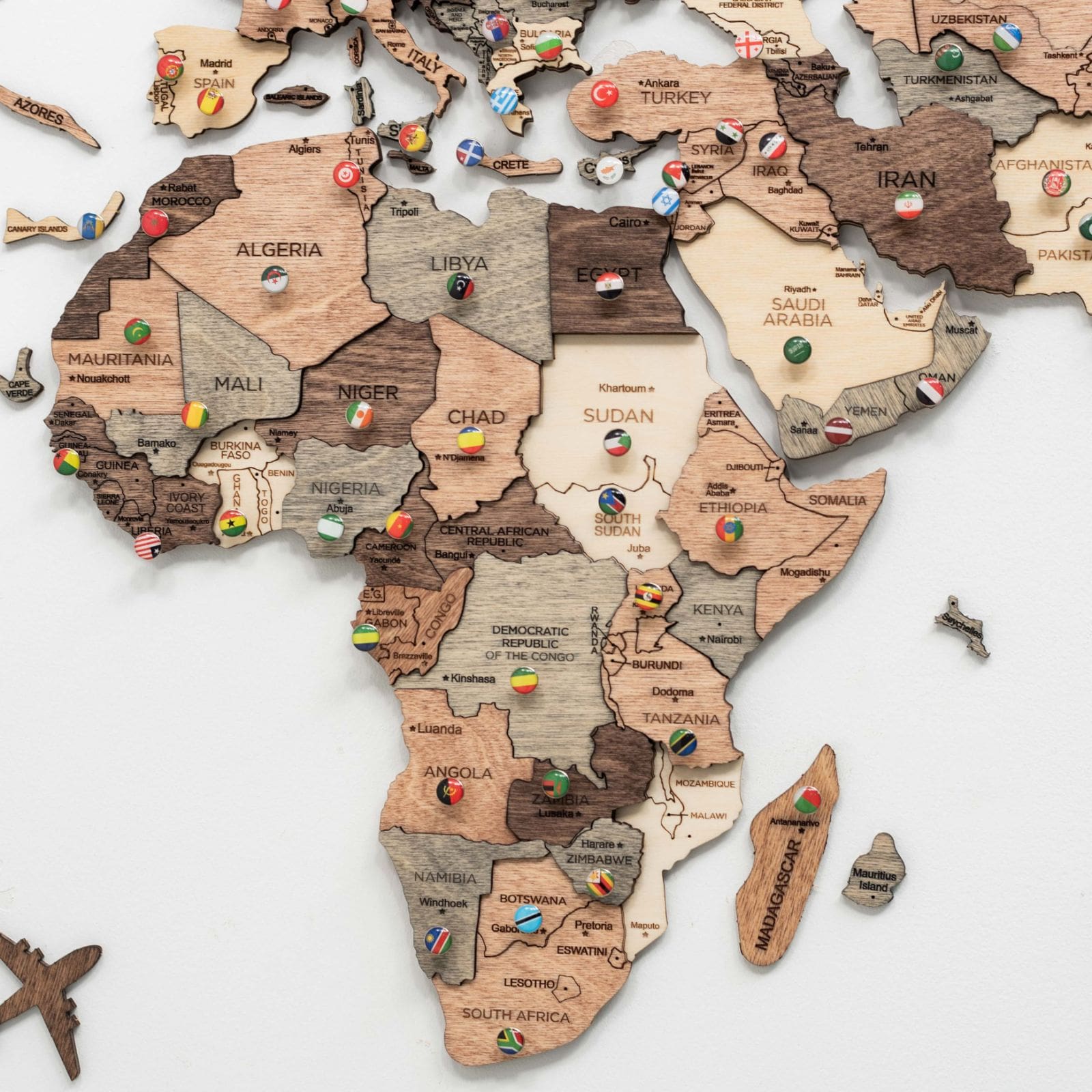 3D Wooden World Map Smokey Enjoy The Wood