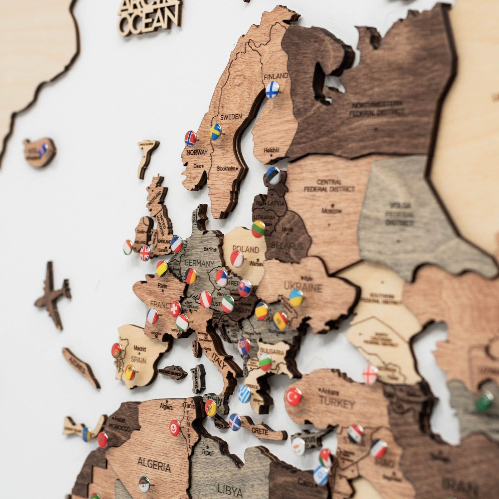 3D Wooden World Map Smokey Enjoy The Wood