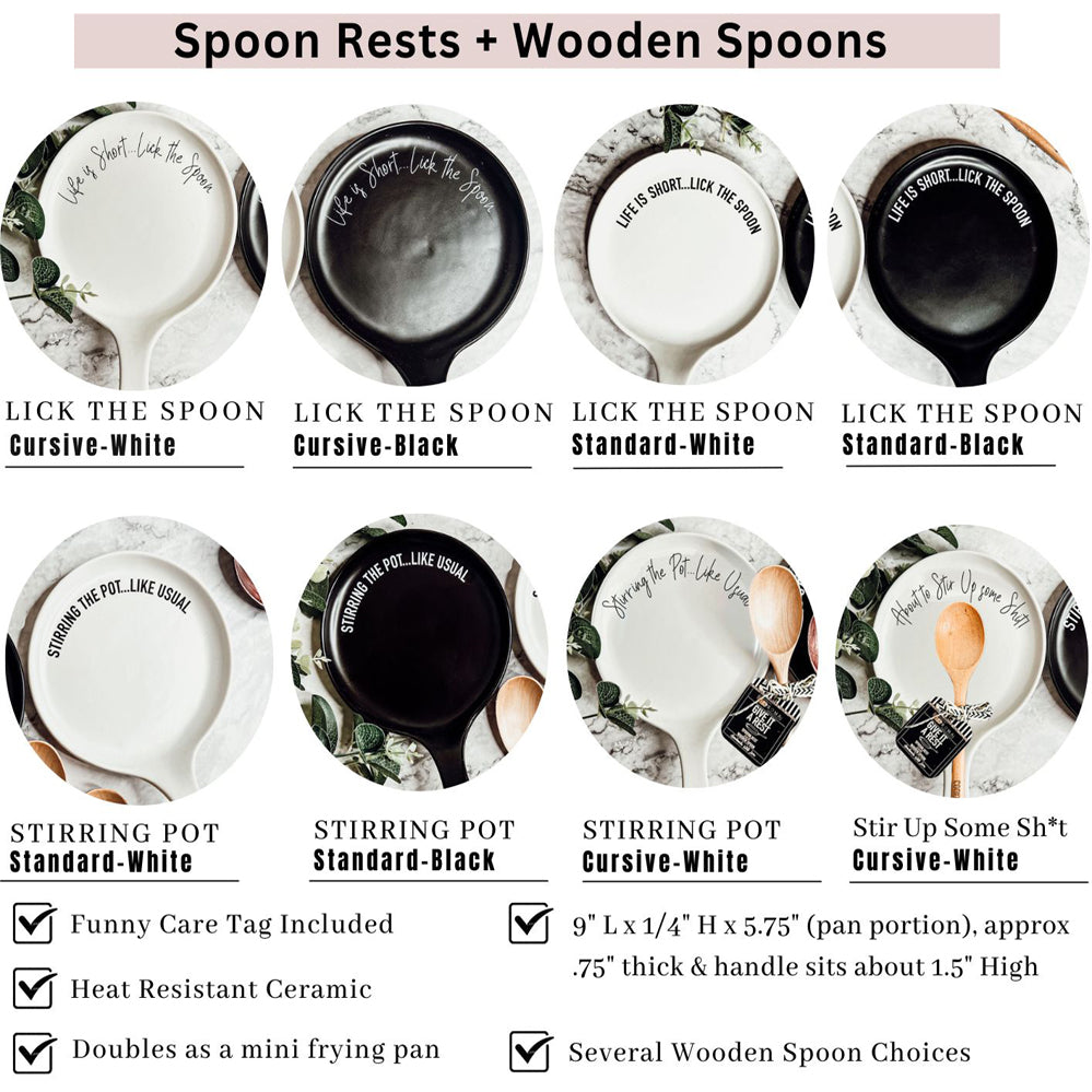 Spoon Rest And Wooden Spoon Set Custom Color Quote Choice Kitchen Gift BandsCo Straps