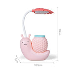 Snail Led Table Lamp Cute Pen Holder Desk Light Reading Study Children Bedroom College Dorm Eye Protection Adjustable Organizer Cute Study Lamps for Bedroom Décor