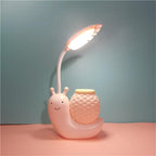 Snail Led Table Lamp Cute Pen Holder Desk Light Reading Study Children Bedroom College Dorm Eye Protection Adjustable Organizer Cute Study Lamps for Bedroom Décor