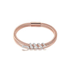 Snake Coiled Bangle Bracelet Gold Plated Crystal Accents
