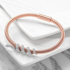 Snake Coiled Bangle Bracelet Gold Plated Crystal Accents