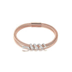 Snake Coiled Bangle Bracelet Gold Plated Crystal Accents