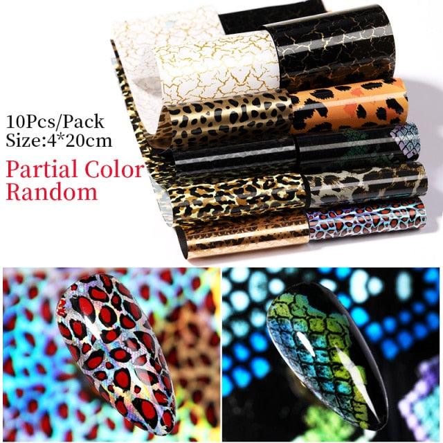 Snake Leopard Nail Foils Marble Nail Art Transfer Sticker Slider Nail Art Decal Manicuring Design Tip Decoration Decal Self-Adhesive 3D Wave Design Decoration for Women Girls Adhesive Striping Tape Nail Art Stickers Metallic Curve Strip Line Nail Decal Stevvex