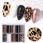 Snake Leopard Nail Foils Marble Nail Art Transfer Sticker Slider Nail Art Decal Manicuring Design Tip Decoration Decal Self-Adhesive 3D Wave Design Decoration for Women Girls Adhesive Striping Tape Nail Art Stickers Metallic Curve Strip Line Nail Decal Stevvex
