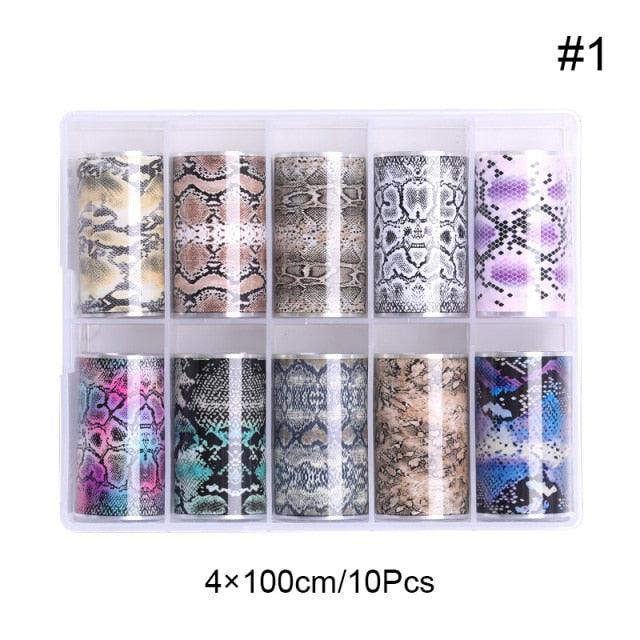 Snake Leopard Nail Foils Marble Nail Art Transfer Sticker Slider Nail Art Decal Manicuring Design Tip Decoration Decal Self-Adhesive 3D Wave Design Decoration for Women Girls Adhesive Striping Tape Nail Art Stickers Metallic Curve Strip Line Nail Decal Stevvex