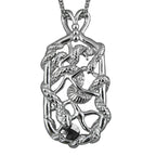 Snake Tag Necklace Double Serpent Pendant Silver Tone
