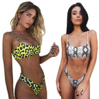 Snakeskin Bikini Women Swimwear Leopard Bikinis Swim Suit Push Up Swimsuit  Women's Bikini Scoop Neck Straps Cutout Crop Top with Cheeky Bottom Two Piece Swimsuits Female Beachwear Swimming Bikini Women Stevvex