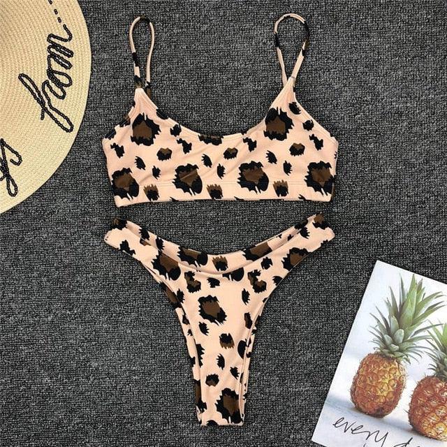 Snakeskin Bikini Women Swimwear Leopard Bikinis Swim Suit Push Up Swimsuit  Women's Bikini Scoop Neck Straps Cutout Crop Top with Cheeky Bottom Two Piece Swimsuits Female Beachwear Swimming Bikini Women Stevvex