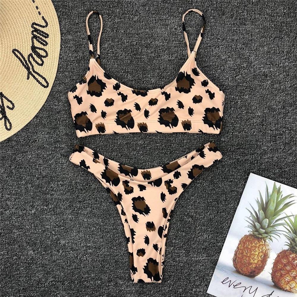 Snakeskin Bikini Women Swimwear Leopard Bikinis Swim Suit Push Up Swimsuit  Women's Bikini Scoop Neck Straps Cutout Crop Top with Cheeky Bottom Two Piece Swimsuits Female Beachwear Swimming Bikini Women Stevvex