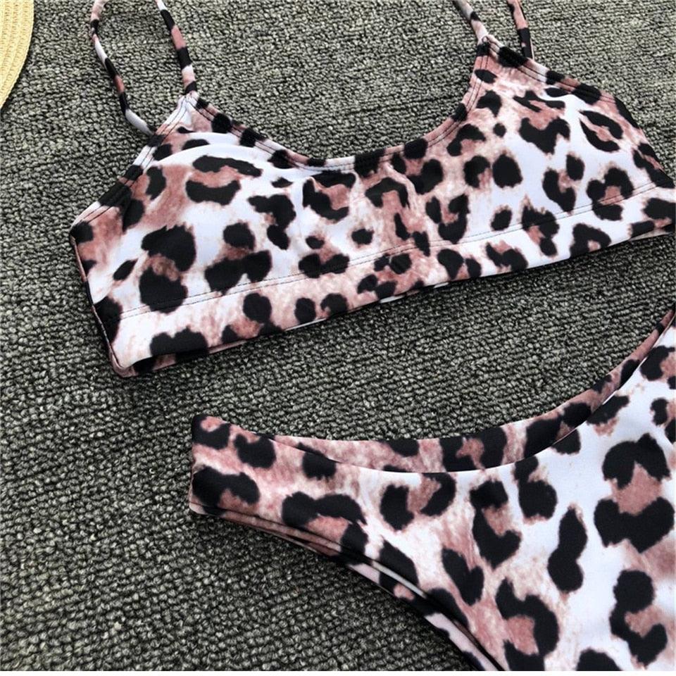 Snakeskin Bikini Women Swimwear Leopard Bikinis Swim Suit Push Up Swimsuit  Women's Bikini Scoop Neck Straps Cutout Crop Top with Cheeky Bottom Two Piece Swimsuits Female Beachwear Swimming Bikini Women Stevvex