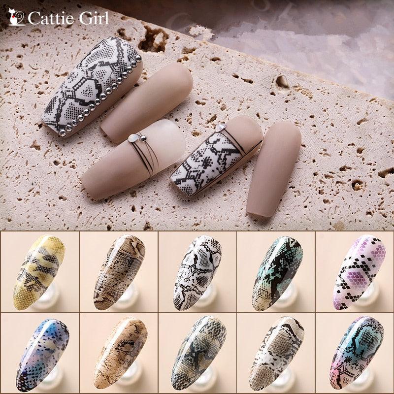 Snakeskin Nail Foils for Nails Transfer Paper Sticker Sexy Sliders Adhesive Paper Wraps Snake Nail Art Decorations Women Nail Decorations Accessories Metal Curve Stripe Lines Design Letter Nail Sticker Adhesive Decoration Stevvex