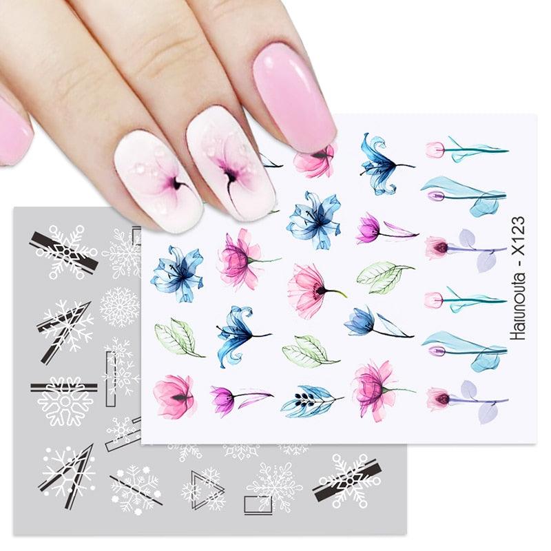 Snowflakes Nail Water Decals Christmas White Snow Transfer Sticker Decoration Slider Flower Leaf Manicuring Art Paper Tips Snowflake Bronzing Christmas Slider Nail Art 3D Decals Decoration Decals Snowflakes Elk Bear Christmas Xmas Stickers Stevvex