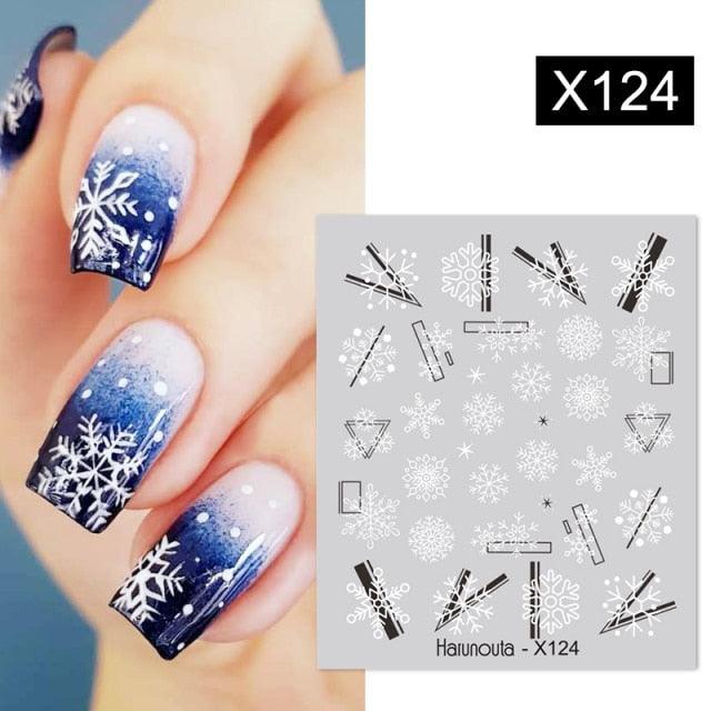 Snowflakes Nail Water Decals Christmas White Snow Transfer Sticker Decoration Slider Flower Leaf Manicuring Art Paper Tips Snowflake Bronzing Christmas Slider Nail Art 3D Decals Decoration Decals Snowflakes Elk Bear Christmas Xmas Stickers Stevvex