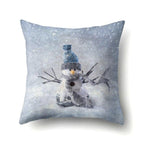 Snowman Christmas Cushion Cover Polyester Decorative Christmas Pillow Cover Merry Christmas Throw Cushion Covers Tree Reindeer Star Pillow Case For Party Throw Pillow New Year Xmas Decor Sofa Living Room Home Decoration Stevvex