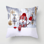 Snowman Christmas Cushion Cover Polyester Decorative Christmas Pillow Cover Merry Christmas Throw Cushion Covers Tree Reindeer Star Pillow Case For Party Throw Pillow New Year Xmas Decor Sofa Living Room Home Decoration Stevvex