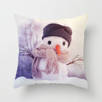 Snowman Christmas Cushion Cover Polyester Decorative Christmas Pillow Cover Merry Christmas Throw Cushion Covers Tree Reindeer Star Pillow Case For Party Throw Pillow New Year Xmas Decor Sofa Living Room Home Decoration Stevvex