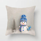 Snowman Christmas Cushion Cover Polyester Decorative Christmas Pillow Cover Merry Christmas Throw Cushion Covers Tree Reindeer Star Pillow Case For Party Throw Pillow New Year Xmas Decor Sofa Living Room Home Decoration Stevvex