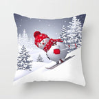 Snowman Christmas Cushion Cover Polyester Decorative Christmas Pillow Cover Merry Christmas Throw Cushion Covers Tree Reindeer Star Pillow Case For Party Throw Pillow New Year Xmas Decor Sofa Living Room Home Decoration Stevvex