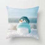 Snowman Christmas Cushion Cover Polyester Decorative Christmas Pillow Cover Merry Christmas Throw Cushion Covers Tree Reindeer Star Pillow Case For Party Throw Pillow New Year Xmas Decor Sofa Living Room Home Decoration Stevvex