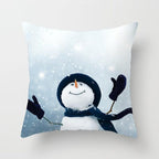 Snowman Christmas Cushion Cover Polyester Decorative Christmas Pillow Cover Merry Christmas Throw Cushion Covers Tree Reindeer Star Pillow Case For Party Throw Pillow New Year Xmas Decor Sofa Living Room Home Decoration Stevvex