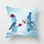 Snowman Christmas Cushion Cover Polyester Decorative Christmas Pillow Cover Merry Christmas Throw Cushion Covers Tree Reindeer Star Pillow Case For Party Throw Pillow New Year Xmas Decor Sofa Living Room Home Decoration Stevvex