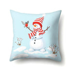 Snowman Christmas Cushion Cover Polyester Decorative Christmas Pillow Cover Merry Christmas Throw Cushion Covers Tree Reindeer Star Pillow Case For Party Throw Pillow New Year Xmas Decor Sofa Living Room Home Decoration Stevvex