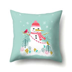 Snowman Christmas Cushion Cover Polyester Decorative Christmas Pillow Cover Merry Christmas Throw Cushion Covers Tree Reindeer Star Pillow Case For Party Throw Pillow New Year Xmas Decor Sofa Living Room Home Decoration Stevvex