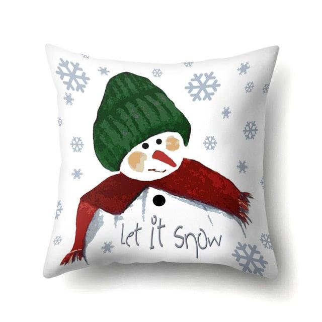 Snowman Christmas Cushion Cover Polyester Decorative Christmas Pillow Cover Merry Christmas Throw Cushion Covers Tree Reindeer Star Pillow Case For Party Throw Pillow New Year Xmas Decor Sofa Living Room Home Decoration Stevvex
