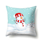 Snowman Christmas Cushion Cover Polyester Decorative Christmas Pillow Cover Merry Christmas Throw Cushion Covers Tree Reindeer Star Pillow Case For Party Throw Pillow New Year Xmas Decor Sofa Living Room Home Decoration Stevvex
