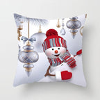 Snowman Christmas Cushion Cover Polyester Decorative Christmas Pillow Cover Merry Christmas Throw Cushion Covers Tree Reindeer Star Pillow Case For Party Throw Pillow New Year Xmas Decor Sofa Living Room Home Decoration Stevvex