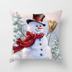 Snowman Christmas Cushion Cover Polyester Decorative Christmas Pillow Cover Merry Christmas Throw Cushion Covers Tree Reindeer Star Pillow Case For Party Throw Pillow New Year Xmas Decor Sofa Living Room Home Decoration Stevvex