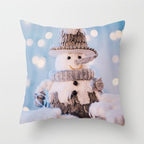 Snowman Christmas Cushion Cover Polyester Decorative Christmas Pillow Cover Merry Christmas Throw Cushion Covers Tree Reindeer Star Pillow Case For Party Throw Pillow New Year Xmas Decor Sofa Living Room Home Decoration Stevvex