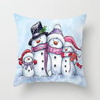 Snowman Christmas Cushion Cover Polyester Decorative Christmas Pillow Cover Merry Christmas Throw Cushion Covers Tree Reindeer Star Pillow Case For Party Throw Pillow New Year Xmas Decor Sofa Living Room Home Decoration Stevvex