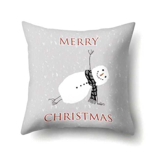 Snowman Christmas Cushion Cover Polyester Decorative Christmas Pillow Cover Merry Christmas Throw Cushion Covers Tree Reindeer Star Pillow Case For Party Throw Pillow New Year Xmas Decor Sofa Living Room Home Decoration Stevvex
