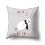 Snowman Christmas Cushion Cover Polyester Decorative Christmas Pillow Cover Merry Christmas Throw Cushion Covers Tree Reindeer Star Pillow Case For Party Throw Pillow New Year Xmas Decor Sofa Living Room Home Decoration Stevvex