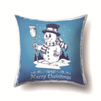 Snowman Christmas Cushion Cover Polyester Decorative Christmas Pillow Cover Merry Christmas Throw Cushion Covers Tree Reindeer Star Pillow Case For Party Throw Pillow New Year Xmas Decor Sofa Living Room Home Decoration Stevvex