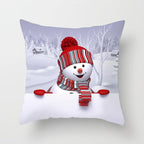 Snowman Christmas Cushion Cover Polyester Decorative Christmas Pillow Cover Merry Christmas Throw Cushion Covers Tree Reindeer Star Pillow Case For Party Throw Pillow New Year Xmas Decor Sofa Living Room Home Decoration Stevvex
