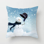 Snowman Christmas Cushion Cover Polyester Decorative Christmas Pillow Cover Merry Christmas Throw Cushion Covers Tree Reindeer Star Pillow Case For Party Throw Pillow New Year Xmas Decor Sofa Living Room Home Decoration Stevvex