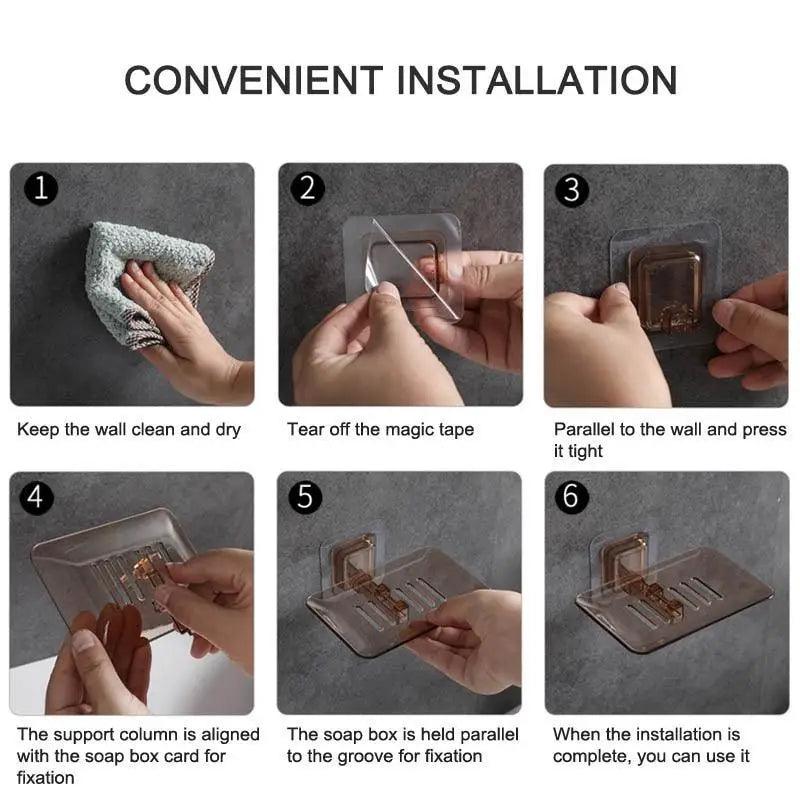 Soap Rack No Drilling Wall Mounted Double Layer Soap Holder Soap Sponge Dish Bathroom Accessories Soap Dishes Self Adhesive Soap Dish Bar Soap Holder Soap Dishes Tray Saver Case Box for Shower Bathroom Kitchen Dish Drainer Drying Rack Stevvex