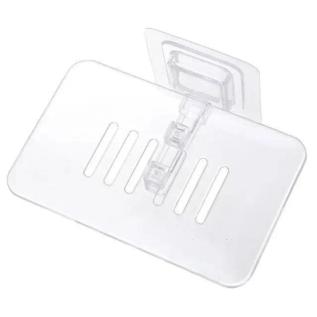 Soap Rack No Drilling Wall Mounted Double Layer Soap Holder Soap Sponge Dish Bathroom Accessories Soap Dishes Self Adhesive Shower Soap Saver Holder Stand Bathroom Bar Soap Case Adhesive Kitchen Sink Sponge Holder Drainer Wall Soap Dish Container Stevvex