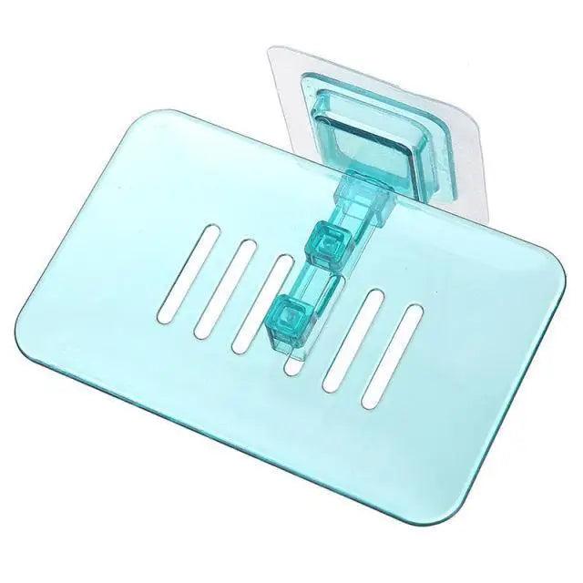 Soap Rack No Drilling Wall Mounted Double Layer Soap Holder Soap Sponge Dish Bathroom Accessories Soap Dishes Self Adhesive Shower Soap Saver Holder Stand Bathroom Bar Soap Case Adhesive Kitchen Sink Sponge Holder Drainer Wall Soap Dish Container Stevvex